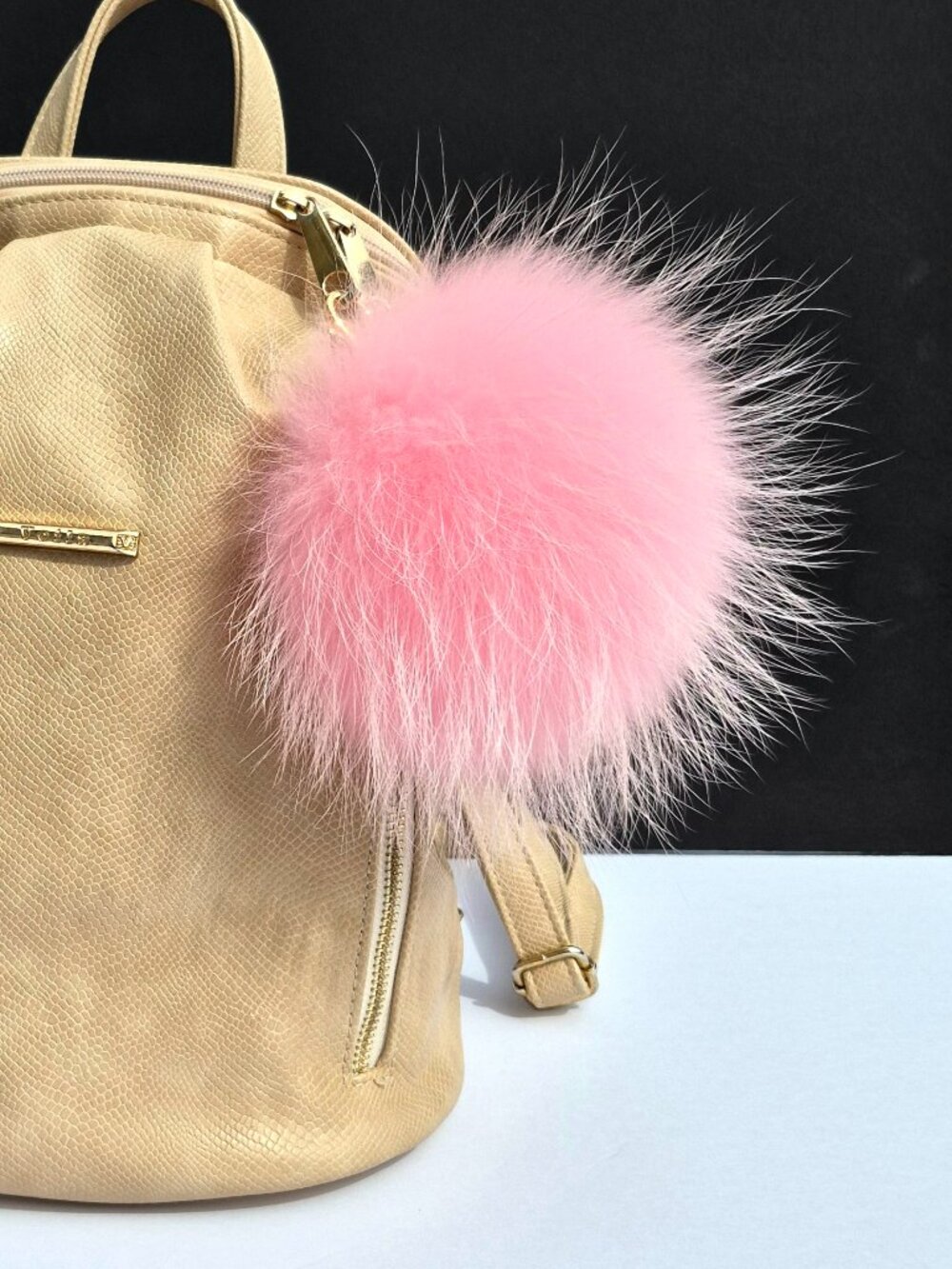 Real Raccon Fur Pom Pom Key chain | Fluffy Bag Charm Accessory